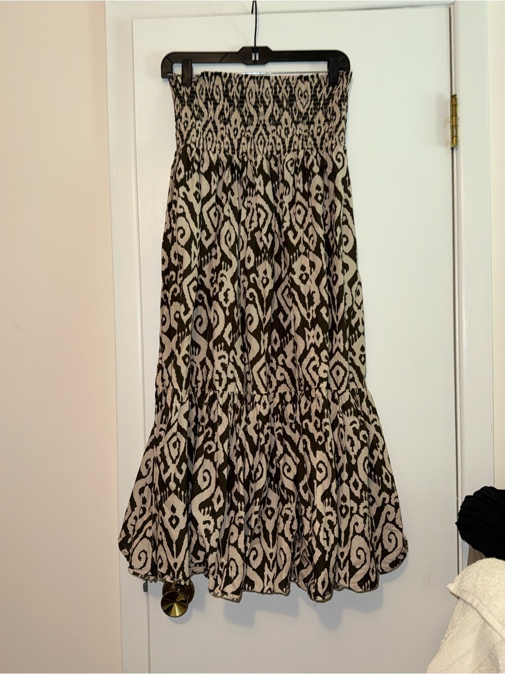 Zara Brown and Cream Ikat Smocked Maxi Skirt - Picture 5 of 5